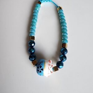 Blue Beaded Hematite Bracelet